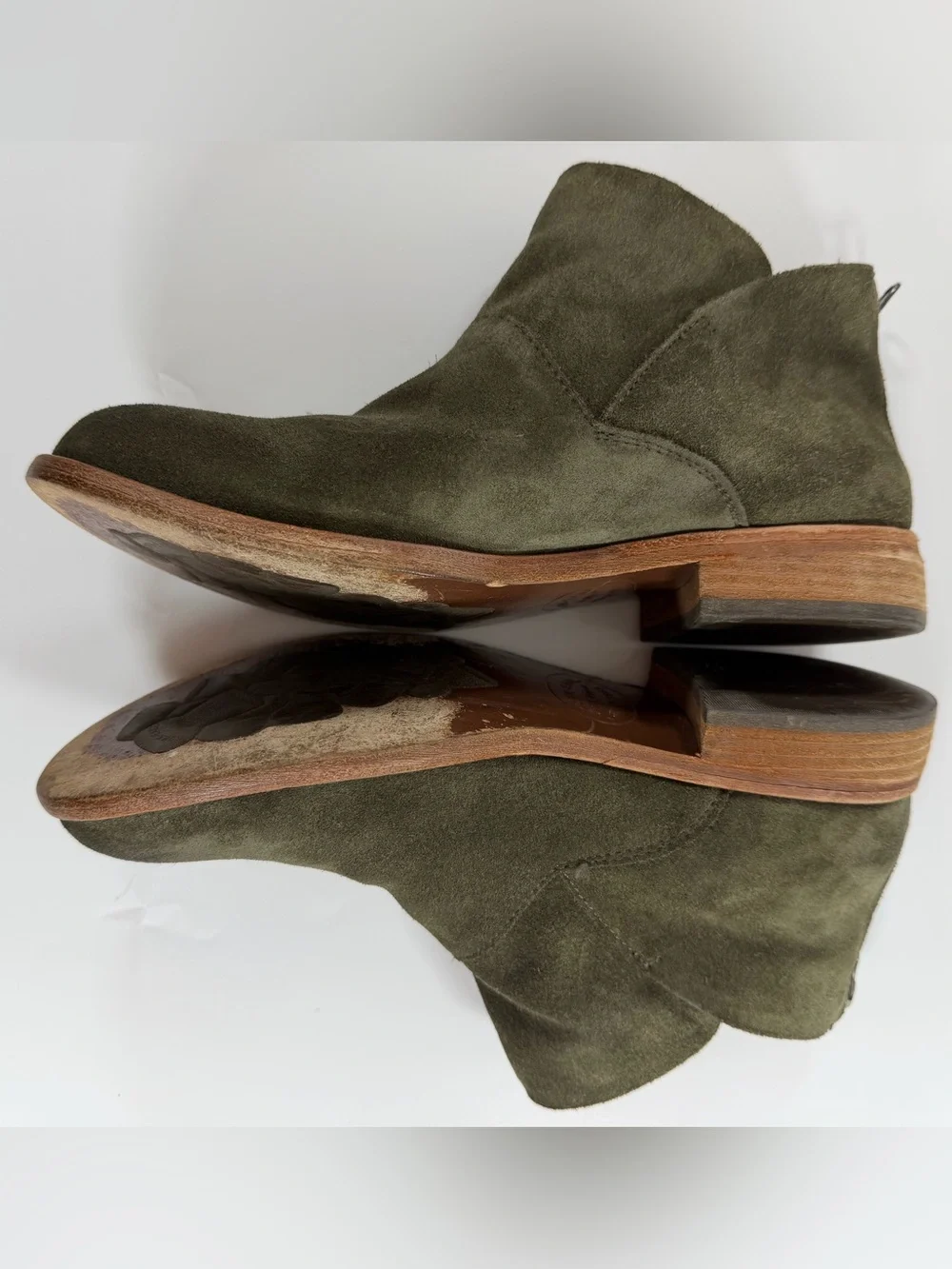 Kork-Ease Olive Green Suede Ankle Boots Back Zip Women’s‎ Size 8.5